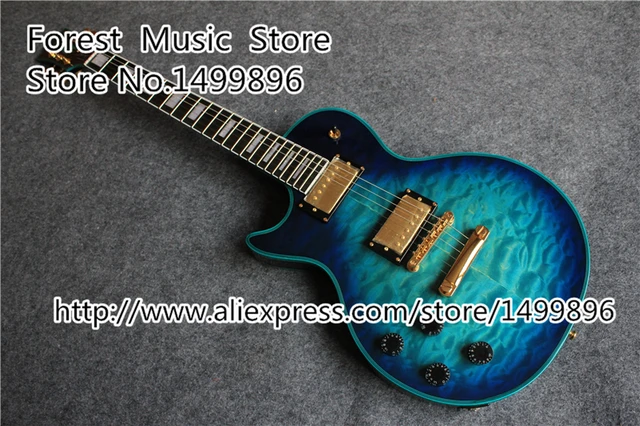 Best price at $314 Cheap Top Quality Vintage Blue Quilted Finish China LP Custom Guitar Electric Left Handed Guitars For Sale
