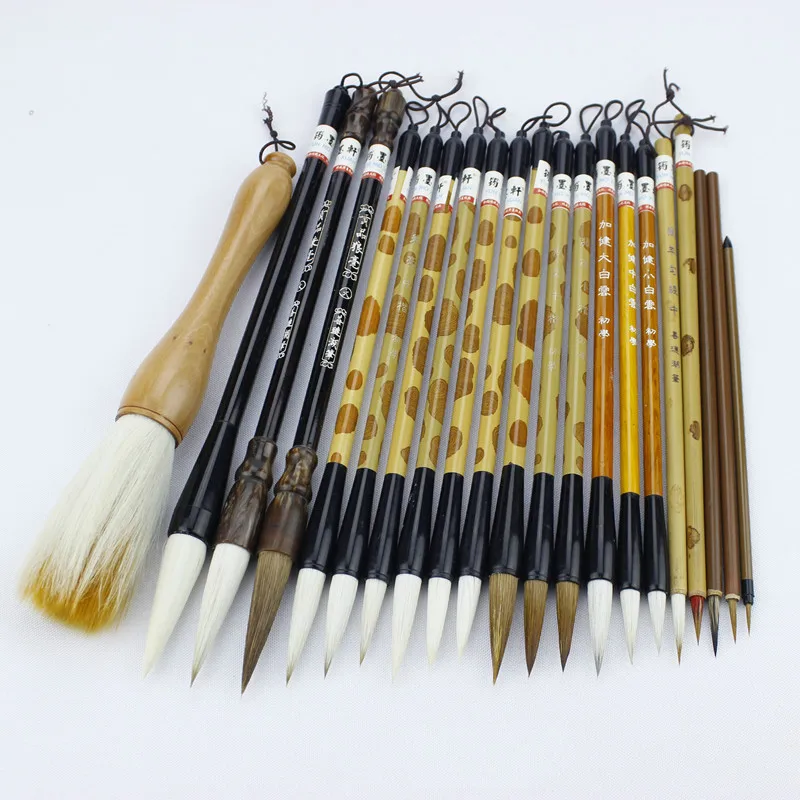 21 шт. шерстяные волосы кисть для китайской живописи набор Китайский традиционный ручка-кисть для каллиграфии ласка для волос пейзаж