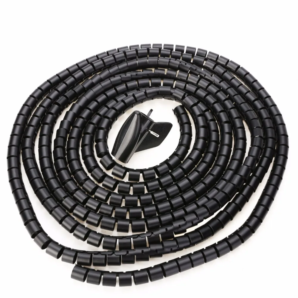 

1pc 15mm*5m Practical Spiral Wrap Tool 3 Color Cable Tidy Cord Wire Organising Kit With Clip For Office TV Home Workshop Mayitr