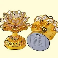 Бесплатный Золотой музыкальный светильник Будды с цветком, необычный Красочный Светодиодный светильник с цветком лотоса, романтическое свадебное украшение, вечерние лампы