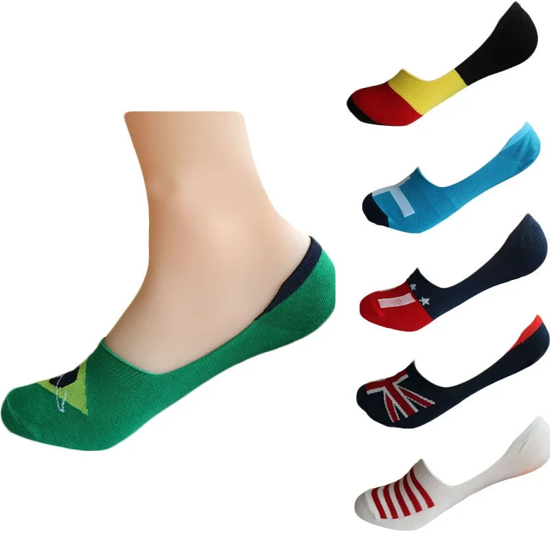 Arherigele 3 пары носки-башмачки для Мужские летние тапочки носки нескользящие цветной печати искусства носки Для мужчин модные невидимые