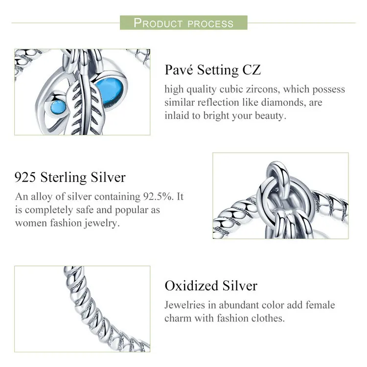 BAMOER Genuine 925 Sterling Silver Bohemian Feathers Vintage Styles Open Size Rings for Women Sterling Silver Jewelry SCR431