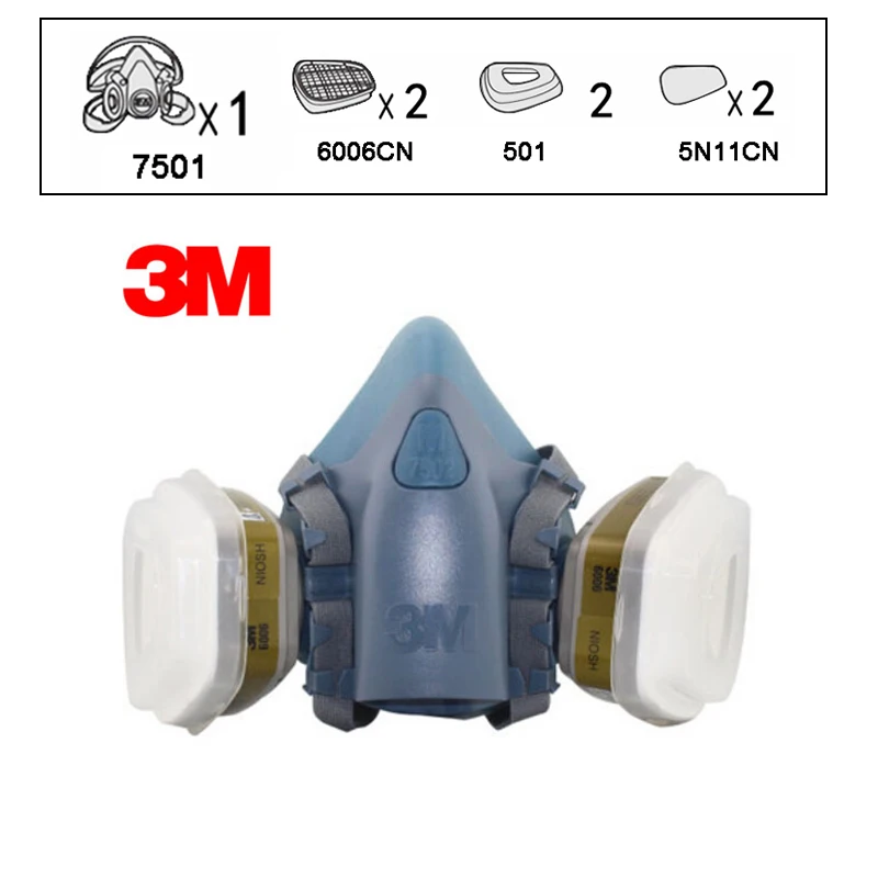 3 м 7501 + 6006 половина респиратор многоразовый респиратор маски защиты маска от органических паров/кислых газов/аммиака защитная маска ZY00