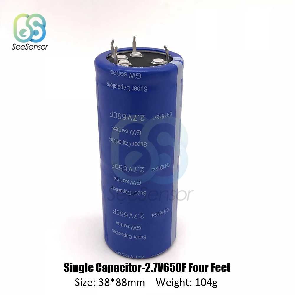 

Super Farad Capacitor 2.7V 650F 38*88mm Vehicle Rectifier Low ESR Capacitor Ultracapacitor Four Feet High Frequency