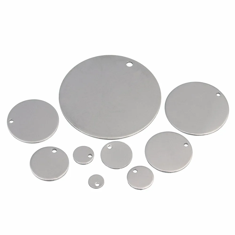 

LOULEUR 20pcs/lot 7 Sizes Stainless Steel Round Charms Pendant Connector For Bracelet Blank Stamping Diy Necklace Jewelry Making
