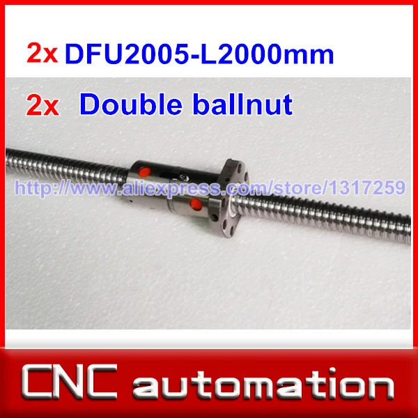 

2 шт. ЧПУ проката ballscrew 2005-l 2000 мм dfu2005 ШВП rail с 2 шт. Двухместный Ballnut