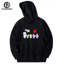 Bt 21 Толстовка Bts21 толстовки KPOP Горячая с капюшоном TATA мультфильм одежда принтом SUGA JIMIN Толстовка длинным рукавом унисекс пулове