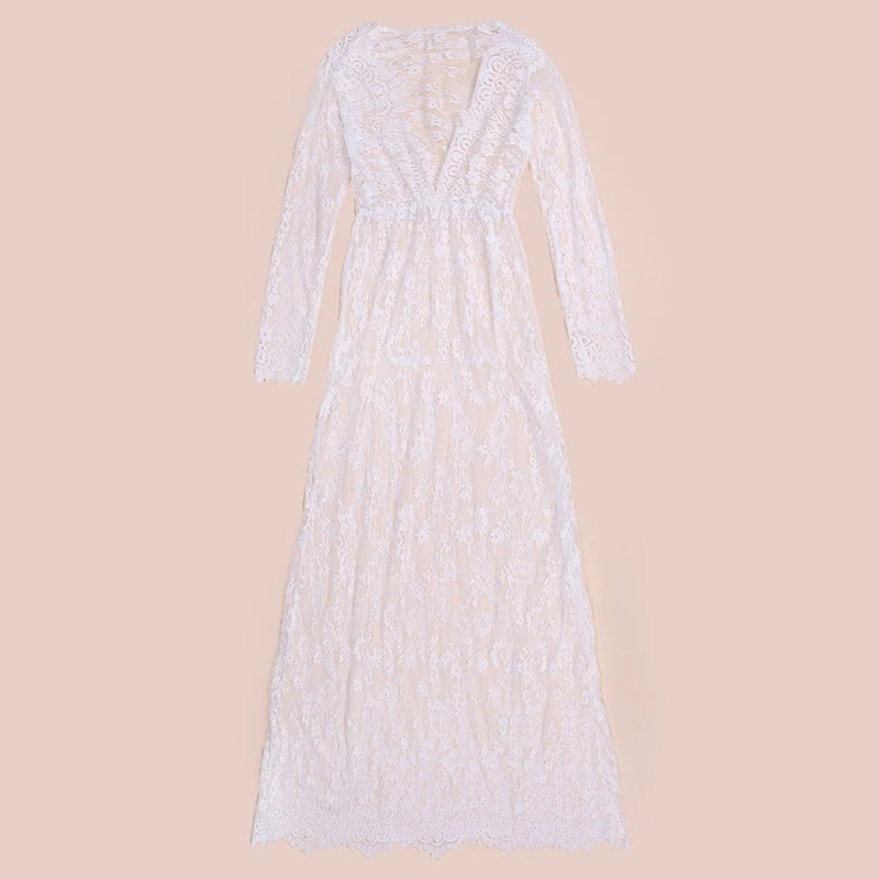 2017-Summer-Vintage-Style-Womens-Sexy-Lace-Embroidery-Maxi-Solid-White-Dress-Long-Sleeve-Deep-V (2)