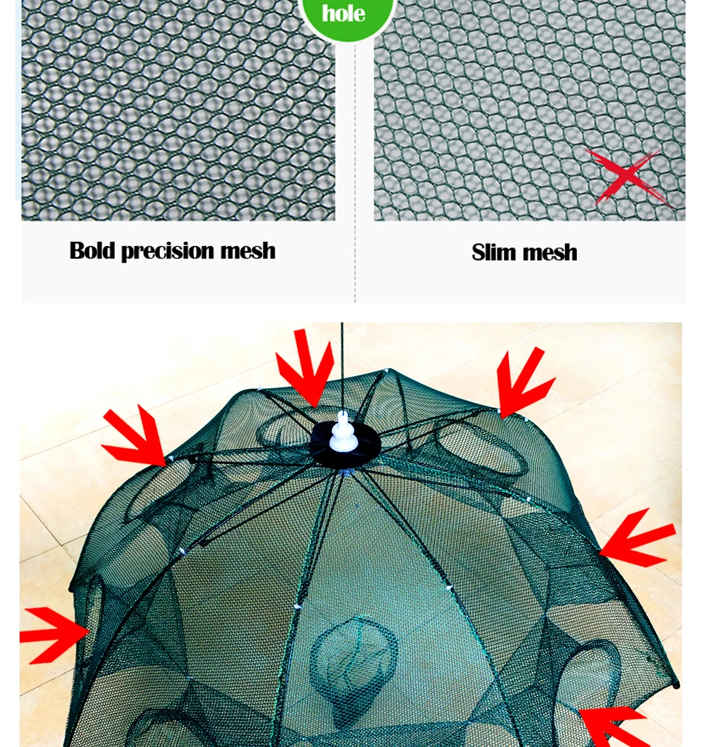 Портативное рыболовное оборудование автоматическая складная рыболовная сеть Карп креветки для ловки гольяна, краба приманки 4~ 20 отверстий рыболовная сеть ловушка новая