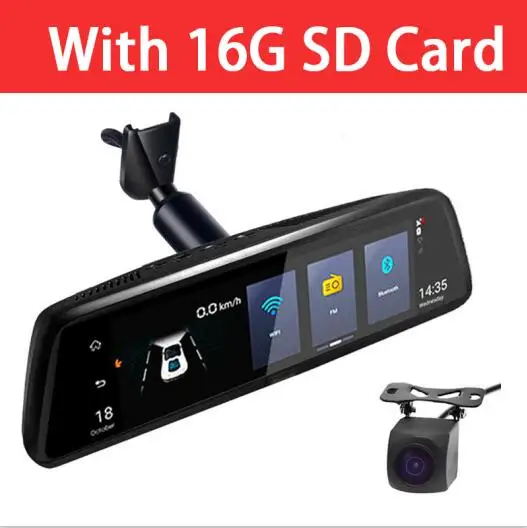 4G Автомобильный видеорегистратор 1" Android умный потоковый рекордер GPS Bluetooth Wi-Fi ADAS Dash Cam специальное Сенсорное зеркало заднего вида с кронштейном - Название цвета: With 16G Card