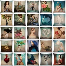 Special Price New Elegant Lady Beautiful Girl Shakespeare Style Oil Painting Moon Music Fairytale Flower Bird Cushion Cover Pillow Case Special Price New Elegant Lady Beautiful Girl Shakespeare Style Oil Painting Moon Music Fairytale Flower Bird Cushion Cover Pillow Case