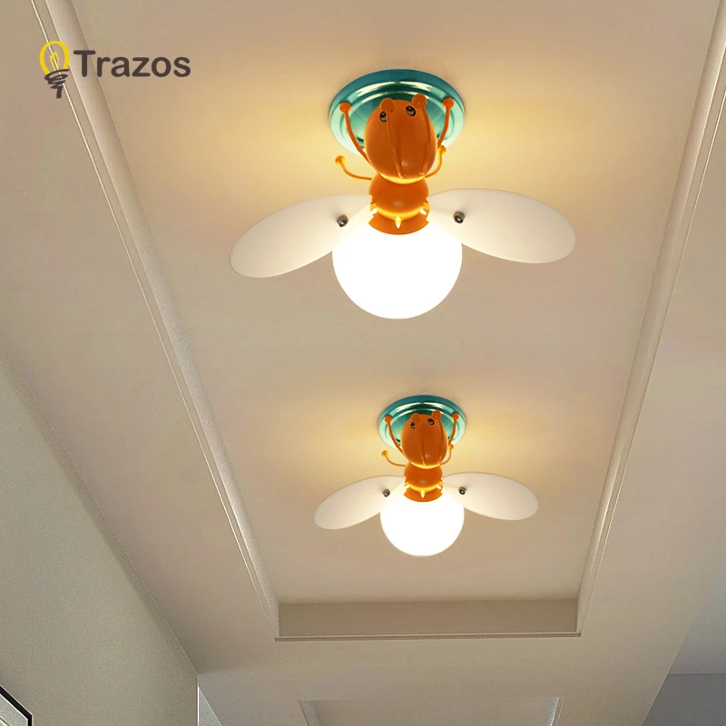 TRAZOS креативный потолочный светильник в виде пчелы для девочек, детская комната, спальня, декоративный для детской комнаты светильник, светодиодный потолочный светильник