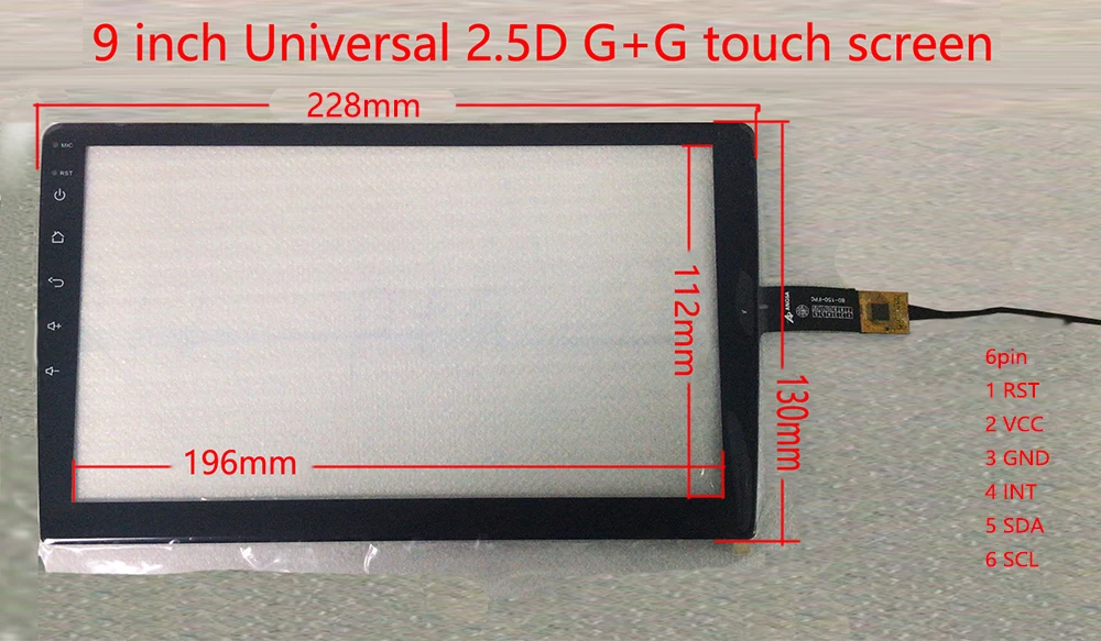 

9 Inch I2C Interface Capacitive Universal 2.5D G+G Touch Screen for CARPC Carputer
