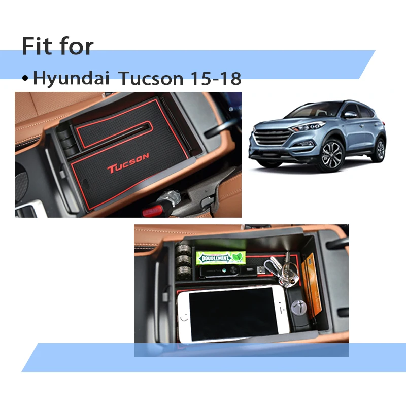 MCrea Нескользящие коврик Органайзеры для hyundai ix35 hyundai Tucson ABS автомобилей Подлокотник ящик для хранения аксессуаров