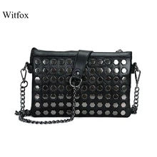 Высококачественная женская сумка из натуральной кожи с металлическими заклепками, сумка через плечо с металлической цепочкой, женские клатчи, брендовая дизайнерская сумка