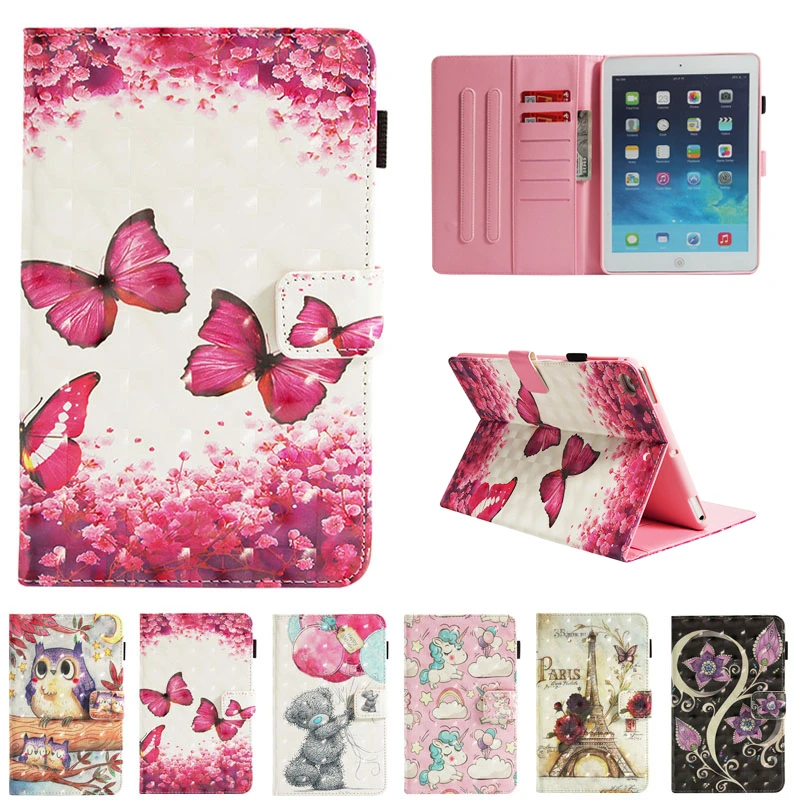 

Case Cover for IPad 9.7 2018, 3D Painted PU Leather Smart Cover Soft TPU Back Protective Case for IPad 2018 Cover A1822 A1823
