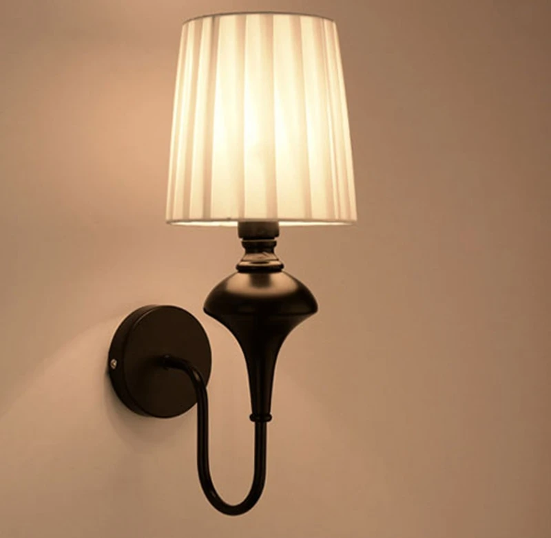 American Fabric Lampshade Modern Wall Lamp Hotel Home Decoration Light for Corridor Balcony Bedroom Bedside Living Room Light (5)