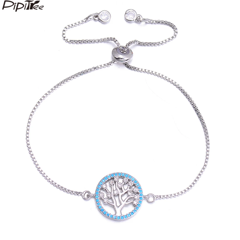 Ажурные круглые женские браслеты Pipitree из искусственного циркония с синими