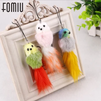 

60pcs/lot Fashion Fox Tail Keychain Tassel Car Bag Pendant Keychain Strap Chain Creative Women Bag Key Holder Jewelry Gift
