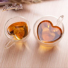 Чашка для чая с двойными стенками, жаростойкая креативная чашка в форме сердца, двойные стеклянные чашки для кафе, кружка для сока, молока, кофе, чашка, 1 шт., хороший подарок
