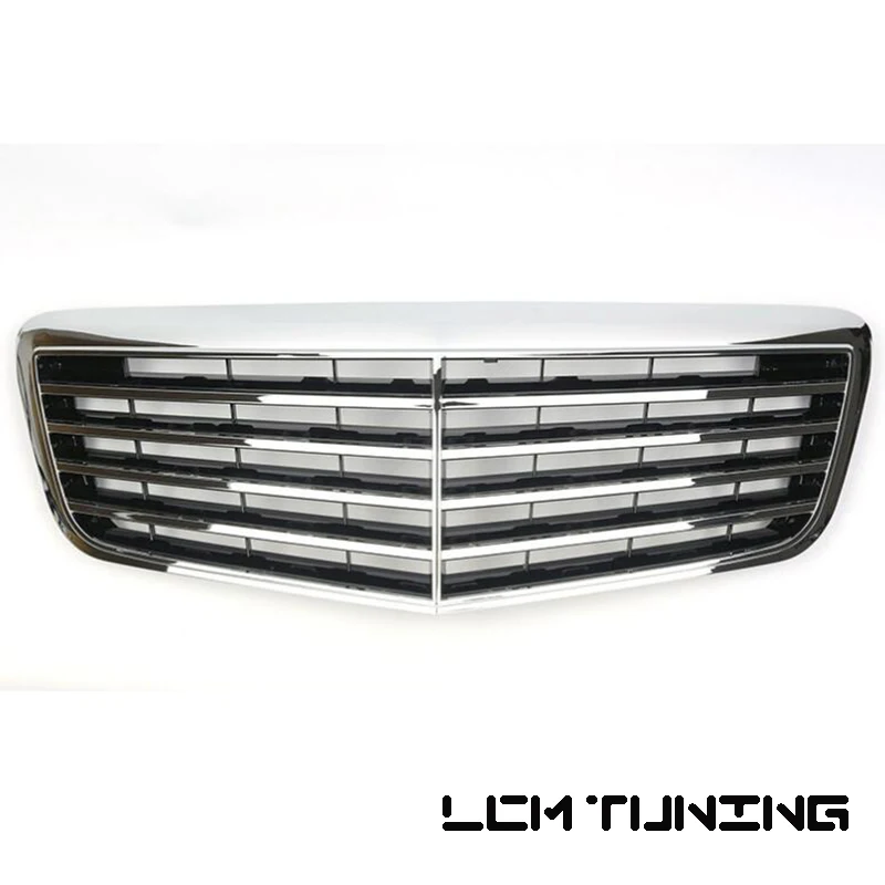 

For Mercedes For Benz E-class W211 07 08 09 with Emblem ASSY Style Black/Silver Front Bumper Racing Grille