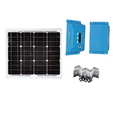 Solar Kit Portable Solar Panel 12v 30W Solar Charger Controller 12V/24V 10A PWM Z Bracket PV Cable Mini Solar Power System pwm epsolar epever ls2024b mini solar pv system controller 20a 20amp usb cable and wifi box support wireless communication