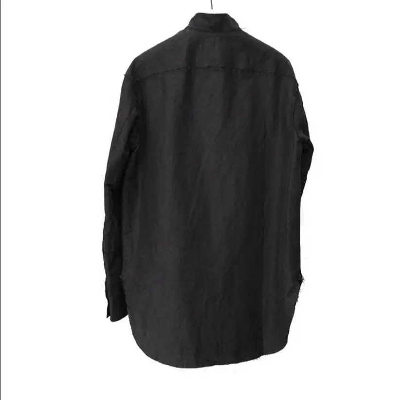 XS-5XL! Новая мужская одежда модный стилист волос Подиум Улица Ретро Лен со складками складки рубашка плюс размер певица костюмы