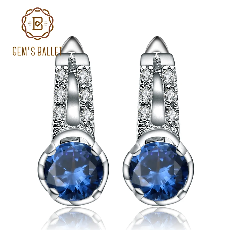 

Gem's Ballet 2.22Ct Natural Mysterious Sea Blue Topaz Gemstone Stud Earrings 925 Sterling Silver Earring For Women Fine Jewelry