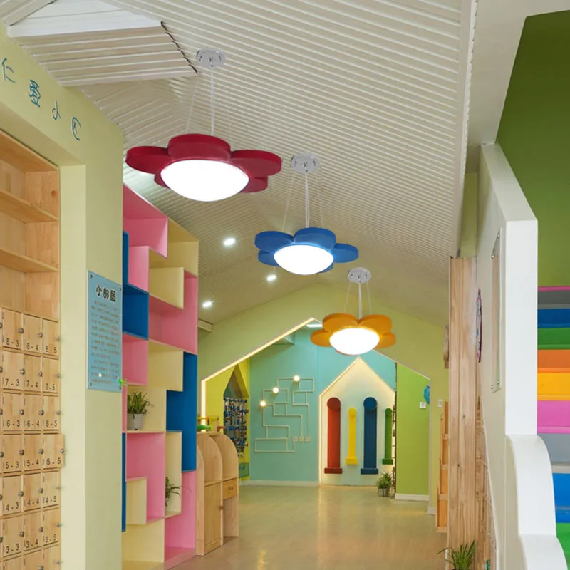 

Children's room flowers LED ceiling light red and yellow blue lovely garden kindergarten channel chandelier ZL204