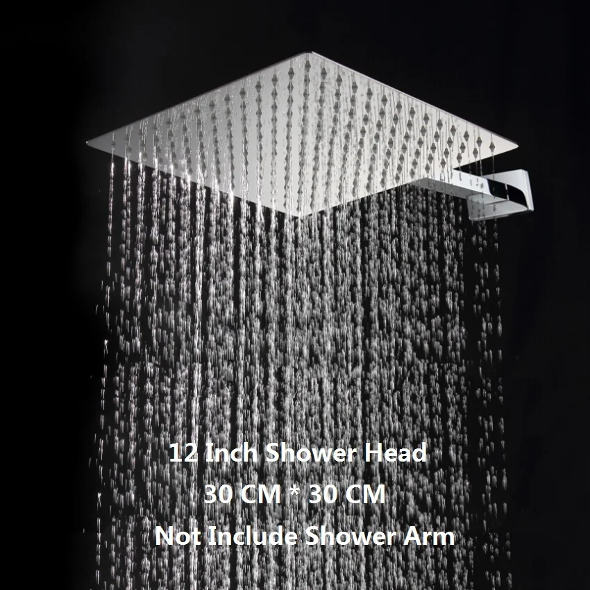 12 inch Square Rain Shower Head.Stainless Steel Ultra thin Water Saver