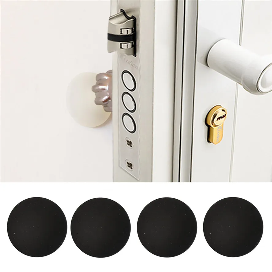 

New Black Rubber Door Crash Pad 4PC Door Doorknob Back Wall Protector Savior Shockproof Crash Pad Furniture Accessories Feb20#30
