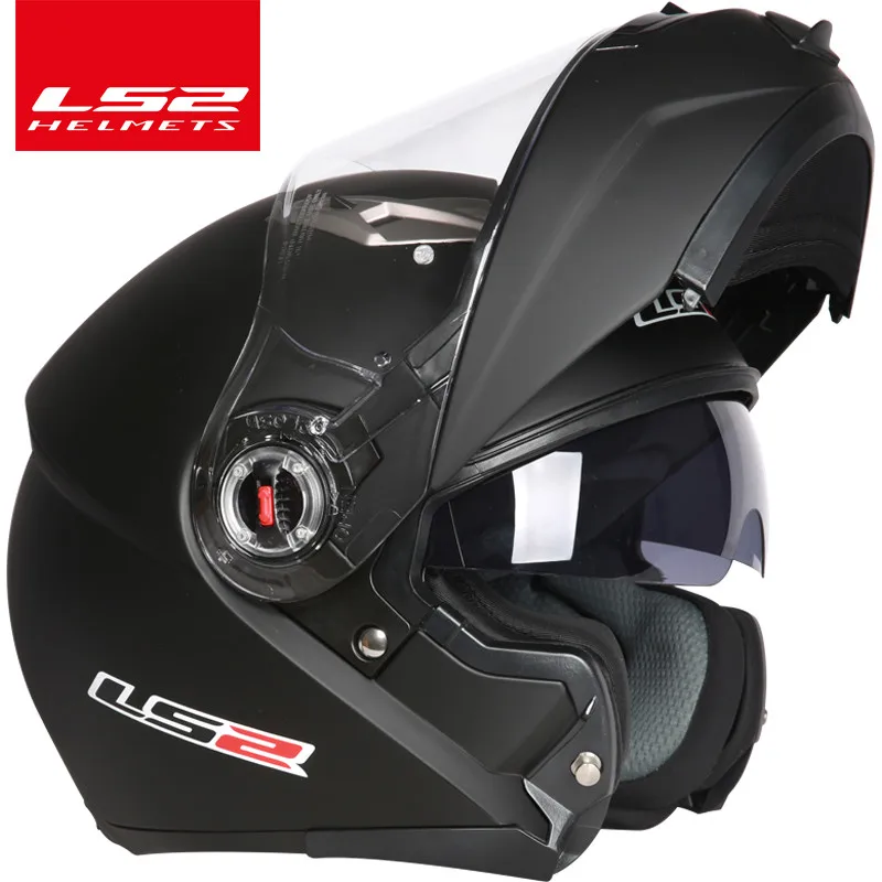 Capacete ls2 ff370 moto rcycle шлем casco de moto кафе шлем для гонщика Флип Полный лицо двойной объектив козырек capacetes de moto ciclista - Цвет: matte black