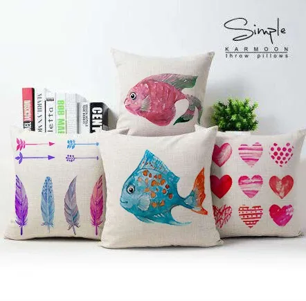 Fish pillow cover Marine animal watercolor fish love throw pillow case pillowcase wholesale