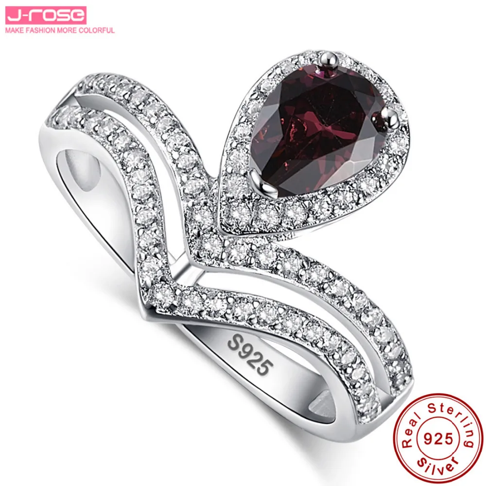 jrose fashion real pure water drop100 925 sterling silver womens wedding rings set 11ct spessartine garnet gift with box - Garnet Wedding Rings jrose fashion real pure water drop100 925 sterling silver womens wedding rings set 11ct spessartine garnet gift with box - Garnet Wedding Rings