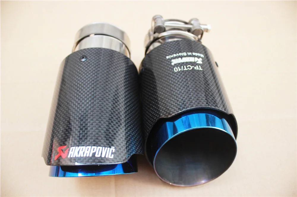 Новая глянцевая выхлопная труба Akrapovic 76 мм размер на выходе универсальный синий наконечник выхлопной трубы выхлопная труба из углеродного волокна наконечник выхлопной трубы