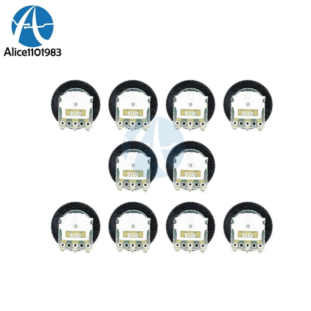 10PCS B103 10K Ohm 3-Pin Single Linear Dial Wheel Potentiometer 16MM x 2MM