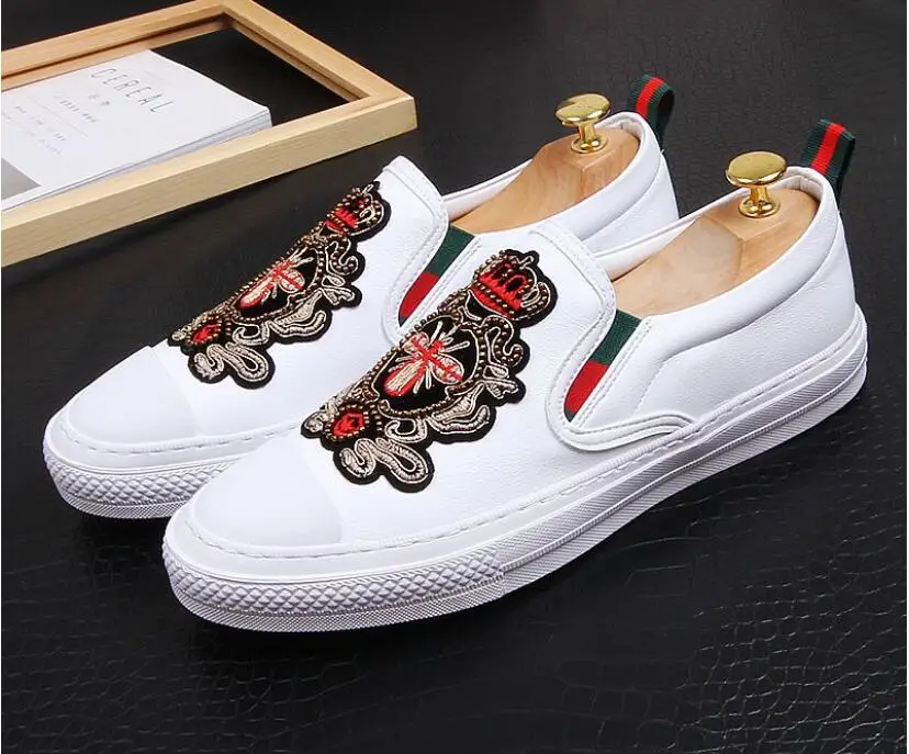 NEW Luxury embroidery bees Casual Shoes Men Loafers Slip on High Quality Designer Shoes Men Moccasins Sneaker Footwear Male