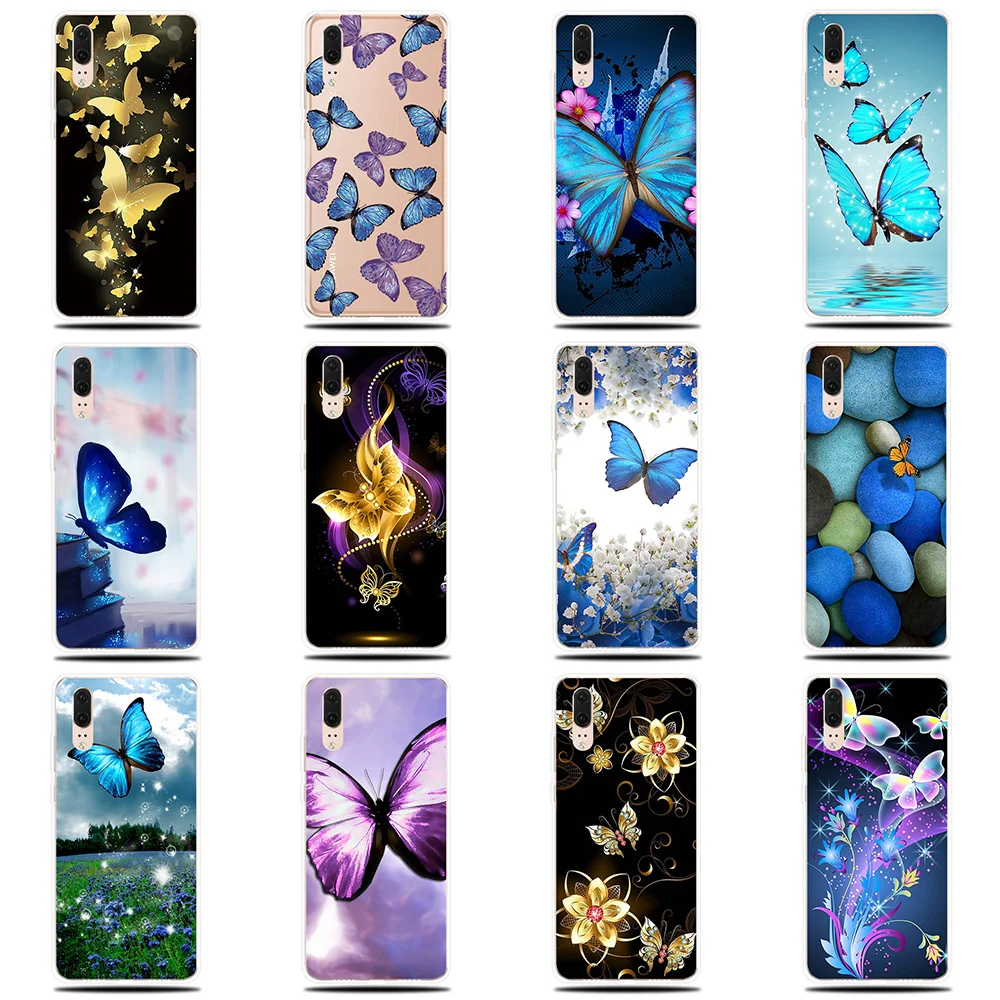 Силиконовый чехол с рисунком бабочки для Huawei P8 P9 Lite 2017 P Smart 2019 мягкий P10 P20 P30 Pro |