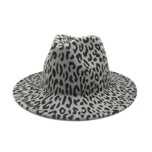 Осенне-зимняя леопардовая Женская Солнцезащитная шляпа мужская фетровая шляпа Классическая широкополая фетровая мягкая женская шляпа в форме колпака, Кепка из имитации шерсти