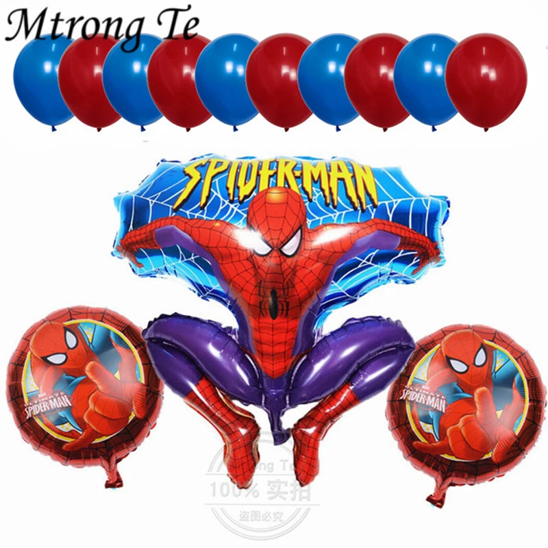 

13pcs/lot Spiderman Helium Foil Balloons Latex ball Air Globos Superhero Avengers Birthday Party Decoration boys kids toys Gift