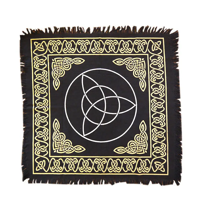Новинка 60x60 см алтарь Таро текстильная доска игра Таро карты скатерть хлопок Wicca покрытие стола одеяло черное золото