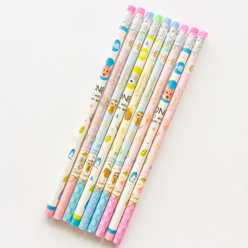 

5pcs/lot Kawaii Animals Owl Bird Hedgehog Standard Wooden Pencil Writing Drawing School Supply Student Stationery