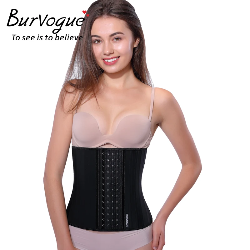 Латексный корсет для талии Burvogue 25 со стальными косточками, Женский корсет под грудь, пояс для похудения