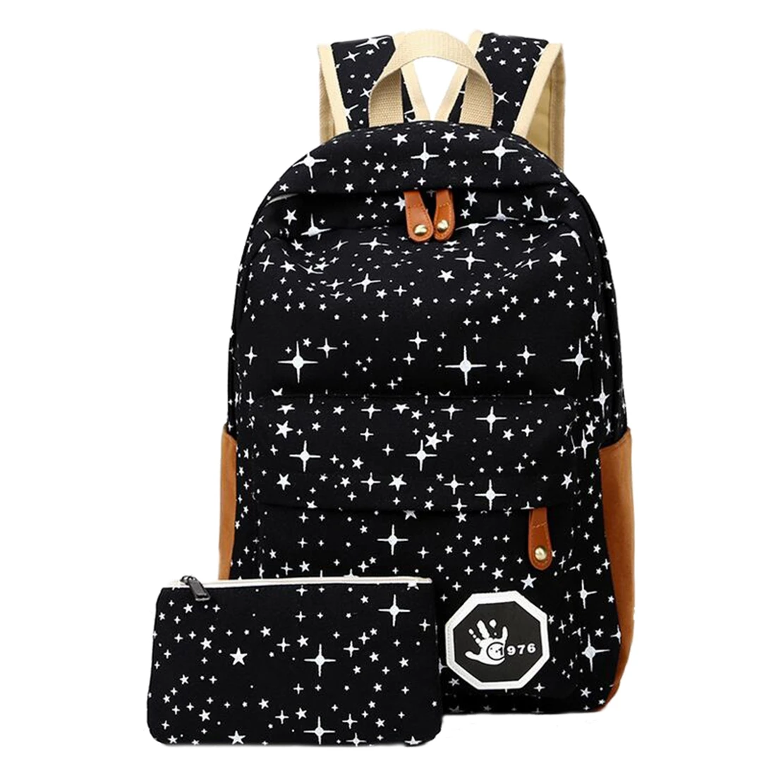 2 pcs/set Fashion Star Women Men Canvas Backpack School Bag For girl Boy Teenagers Casual Travel bags Rucksack
