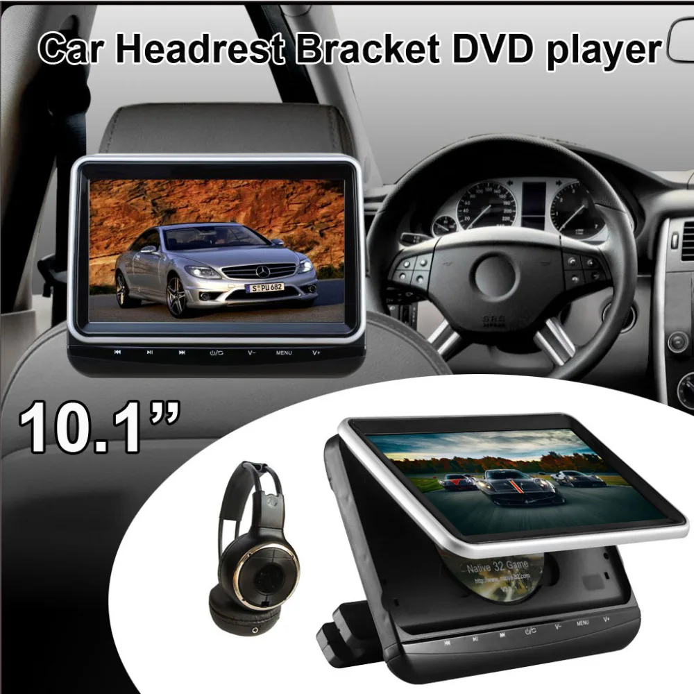 

Car Headrest DVD Player 10.1 inch Touch Screen with USB HDMI FM Transmitter Game Disc Remote IR Headphone