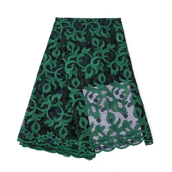 

Green New Arrival Pretty African Lace Fabric With Stones Fabric Embroidery French Tulle Lace Fabric 10 Color Available 5 Yards