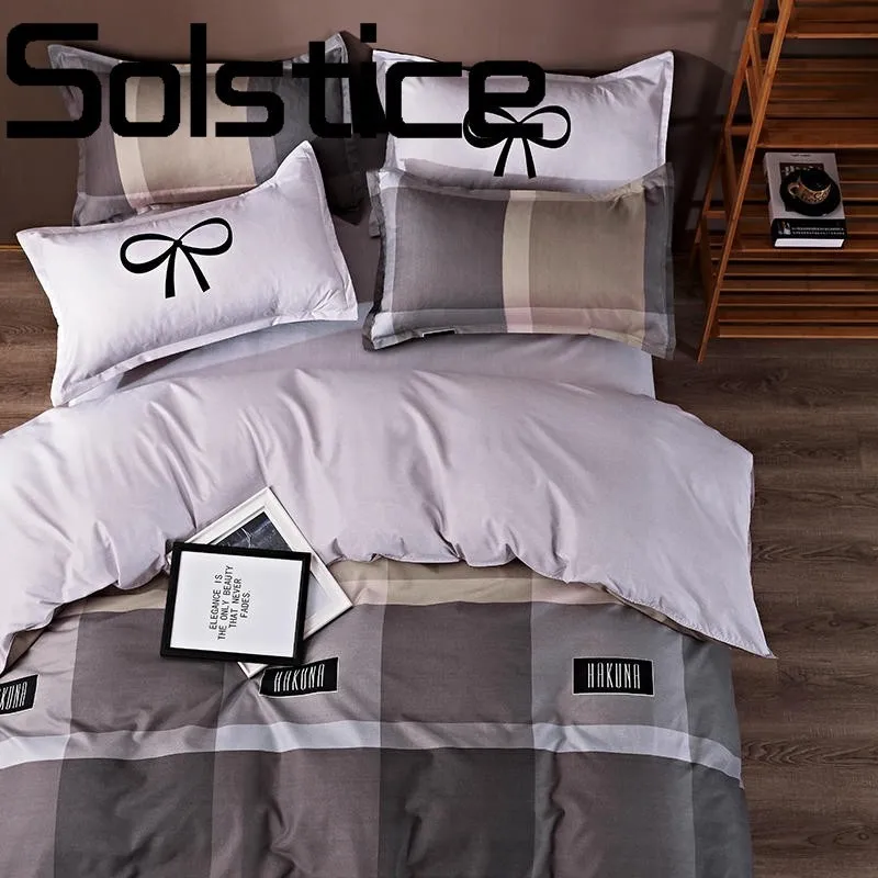 

Solstice Home Textile Soft skin-friendly checkered landscape aloe cotton bedding sheets quilt cover pillowcase