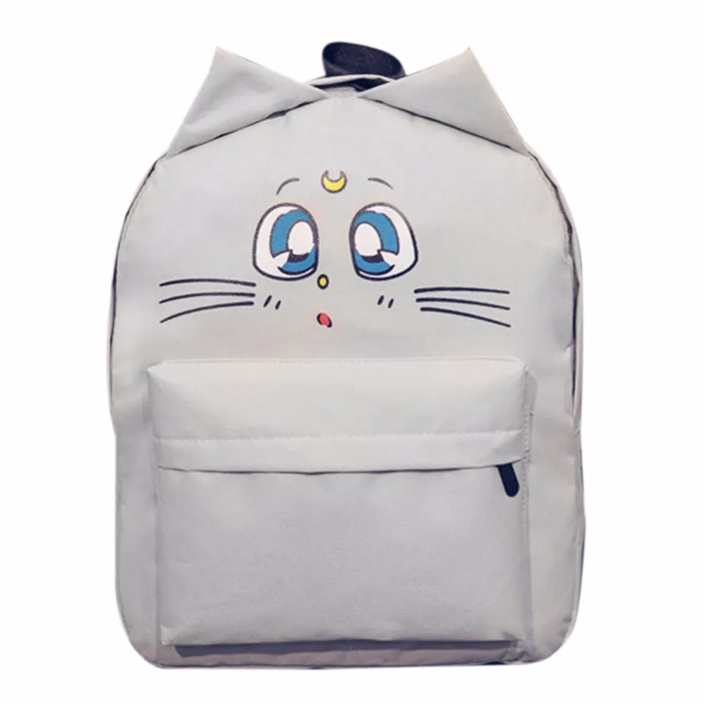 

New Korean College Style Cute Cat Ear Sailor Moon Backpack Women Canvas Double Shoulder School Bags Casual Women Travel Rucksack