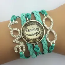 1 шт. бесконечно ручная работа браслет. металл очарование, вощёный шнур, кожаный браслет Бесконечность стеклянный кабошонный купол Браслеты 4254