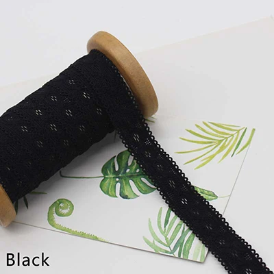 Meetee 22 метра 20 мм многоцветная эластичная лента эластичное кружевное полотно DIY Детская резинка для волос одежда швейный материал эластичное кружево EB002 - Цвет: Черный
